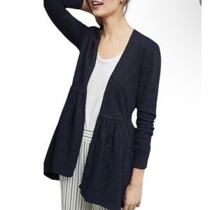 477. T.LA Anthropologie navy long sleeve open peplum tunic cardigan size XS